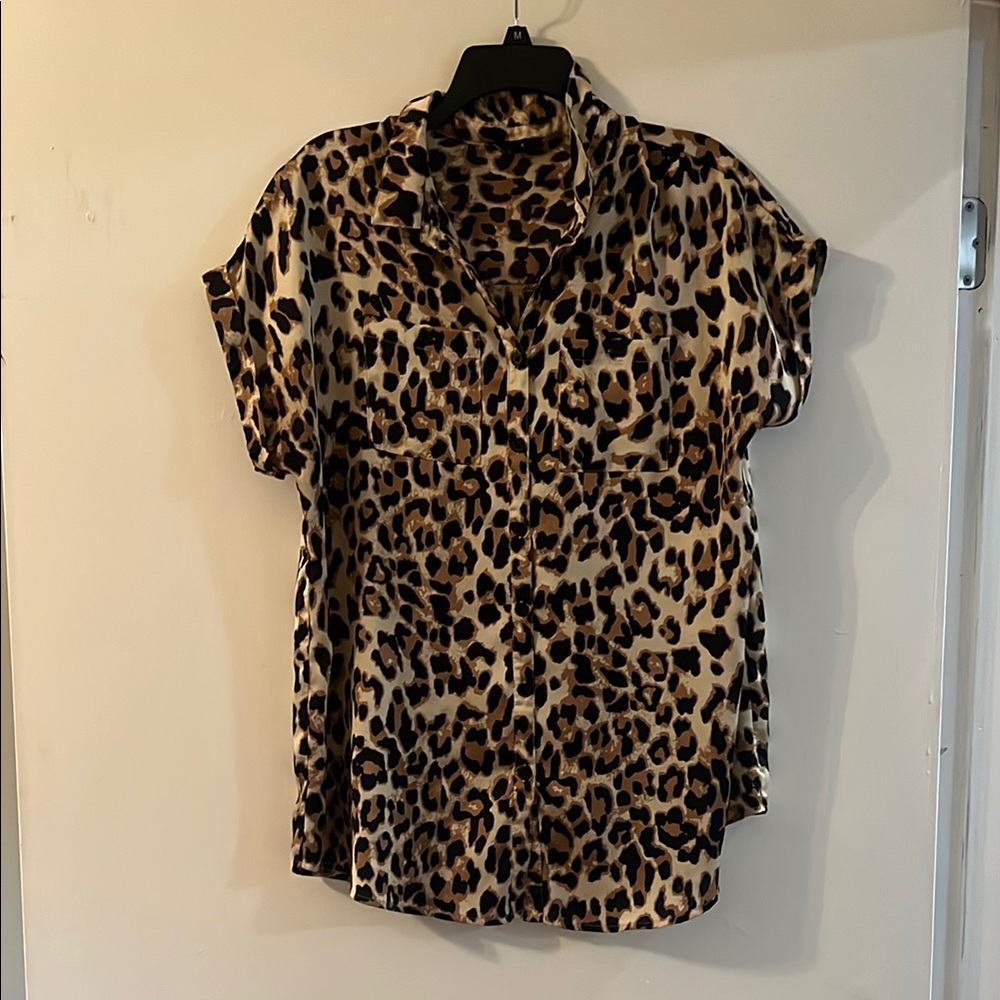 Fate Black and Brown Boxy Button Down Shirt